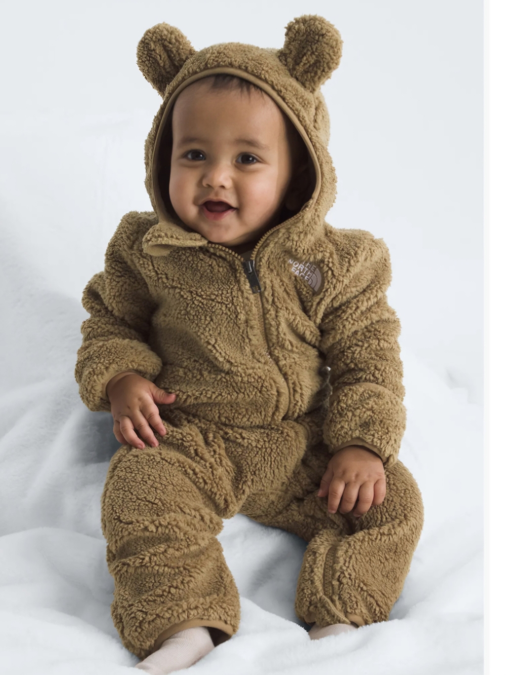 The North Face Baby Campshire One-Piece Fleece Snowsuit in Teddy Brown - 18-24M